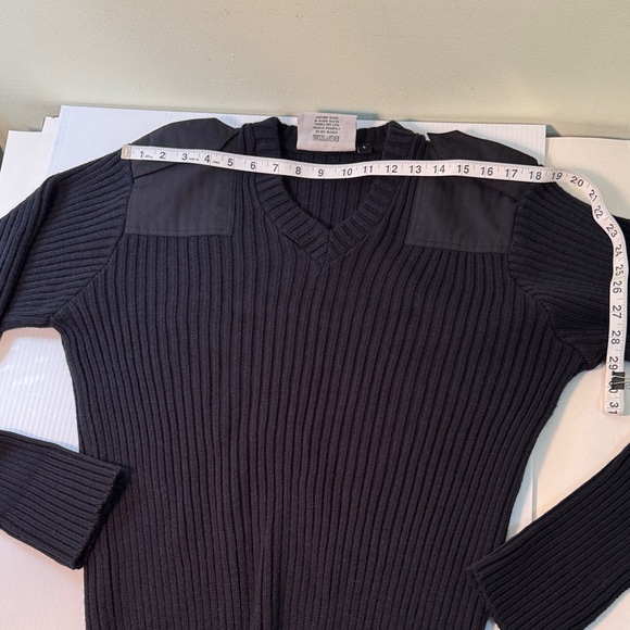 Flying Cross, Men's Black V-Neck Sweater, Military - Picture 9 of 11